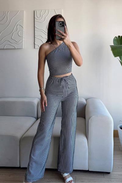 Gabriel Tek Omuz Çizgili Takım 13822 Siyah