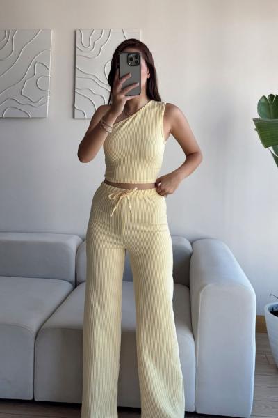 Gabriel Tek Omuz Çizgili Takım 13822 Sarı