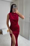 Gabriella Vatkalı Yırtmaçlı Kadife Abiye 9338 Kırmızı