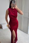 Gabriella Vatkalı Yırtmaçlı Kadife Abiye 9338 Kırmızı