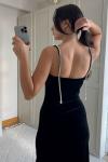 Haven Zincir Detaylı Midi Boy Elbise 9333 Siyah