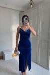 Haven Zincir Detaylı Midi Boy Elbise 9333 Saks Mavisi