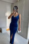 Haven Zincir Detaylı Midi Boy Elbise 9333 Saks Mavisi