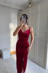 Haven Zincir Detaylı Midi Boy Elbise 9333 Kırmızı
