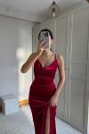 Haven Zincir Detaylı Midi Boy Elbise 9333 Kırmızı