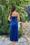 Haven Zincir Detaylı Midi Boy Elbise 9333 Saks Mavisi