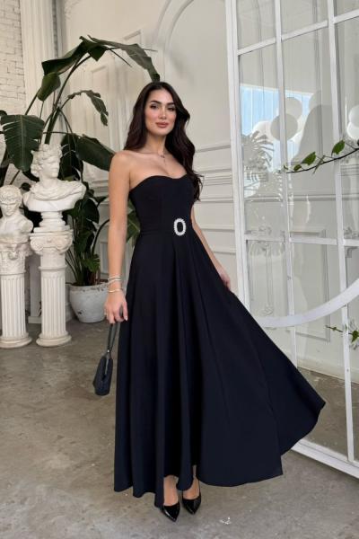 Hazal Straplez Toka Detay Abiye 9313 Siyah