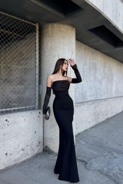 Helen Kol Detay Tasarım Abiye 1068 Siyah