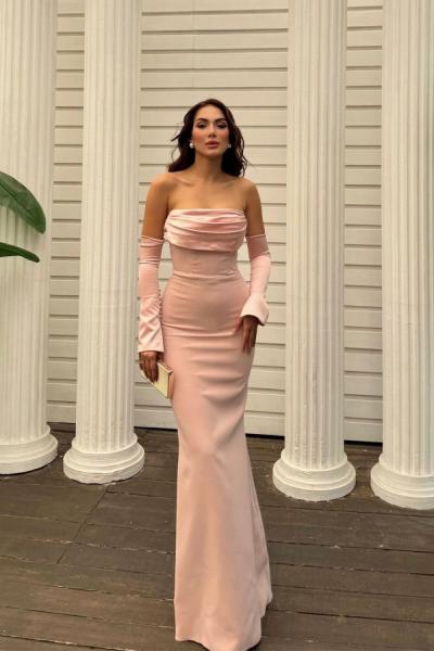 Helen Kol Detay Tasarım Abiye 1068 Pudra