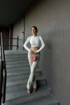 Hilly Fitilli Triko Crop 56687 Beyaz