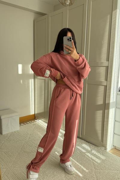 Hope Kapüşonlu Paça Bağcıklı İkili Takım 2618 Mercan