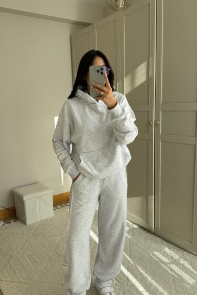 Hope Kapüşonlu Paça Bağcıklı İkili Takım 2618 Gri