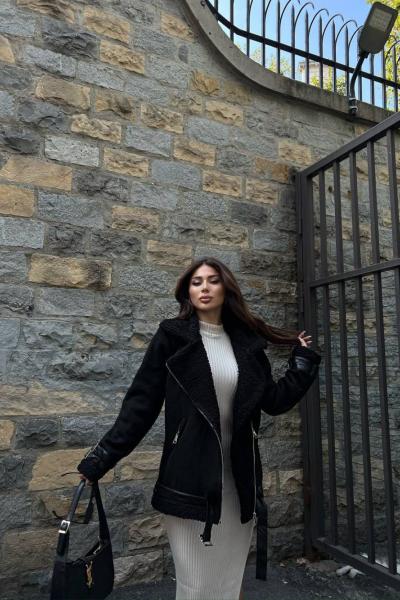 İçi Tamamen Peluş Kaplama Süet Kaban Siyah