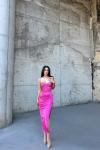 İris Gloplu Midi Elbise 24858 Pembe
