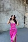 İris Gloplu Midi Elbise 24858 Pembe