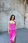 İris Gloplu Midi Elbise 24858 Pembe