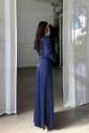 Irmak Yan Bağlama Detay Uzun Abiye 9360 Lacivert