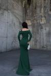 Jade Kayık Yaka Simli Balık Abiye 583032 Zümrüt