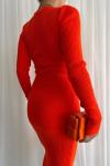 Jasper Triko Midi Elbise 0194 Oranj