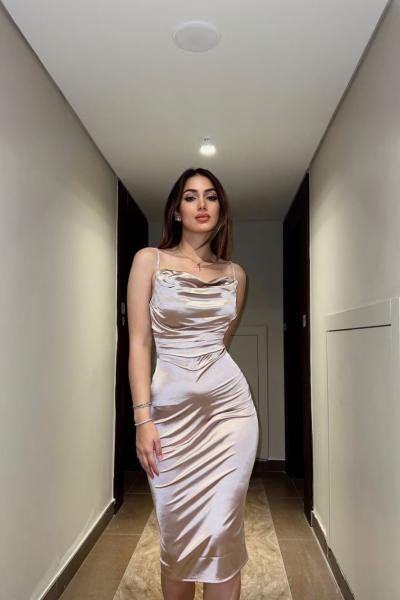 Jayla Askı Aksesuar Detay Elbise 10022 Pudra