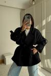 Jena Oversize Kuşaklı Düğmeli Trençkot 2635 Siyah