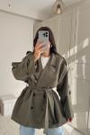Jena Oversize Kuşaklı Düğmeli Trençkot 2635 Haki