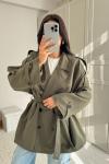 Jena Oversize Kuşaklı Düğmeli Trençkot 2635 Haki