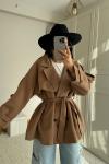 Jena Oversize Kuşaklı Düğmeli Trençkot 2635 Camel