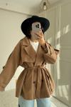 Jena Oversize Kuşaklı Düğmeli Trençkot 2635 Camel