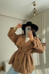 Jena Oversize Kuşaklı Düğmeli Trençkot 2635 Camel