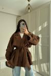 Jena Oversize Kuşaklı Düğmeli Trençkot 2635 Acı Kahve