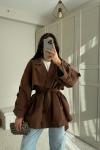 Jena Oversize Kuşaklı Düğmeli Trençkot 2635 Acı Kahve