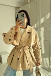 Jena Oversize Kuşaklı Düğmeli Trençkot 2635 Bej