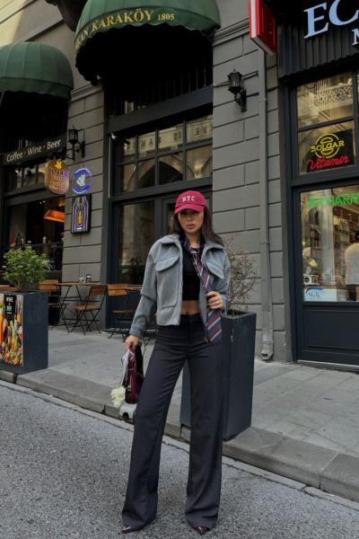 Jerry Kaşe Cep Detay Ceket 3585 Füme