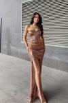 Jules Straplez Yırtmaçlı Payet Abiye 583164 Bronz