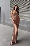Jules Straplez Yırtmaçlı Payet Abiye 583164 Bronz