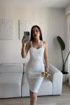 Kalın Askılı Kalem Elbise 581812 Beyaz