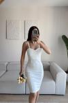 Kalın Askılı Kalem Elbise 581812 Beyaz