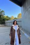 Kuzu  Yumoş Kaplama Oversize Midi Boy Chanel  Kıraşlı Kaban 200489 Acı Kahve