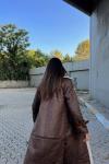 Kuzu  Yumoş Kaplama Oversize Midi Boy Chanel  Kıraşlı Kaban 200489 Acı Kahve