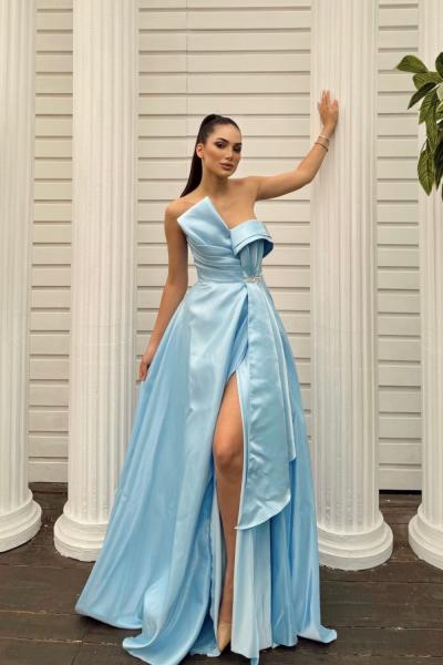 Leila Straplez Taş Detay Abiye 4725 İndigo