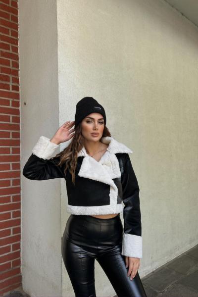 Linburg İçi Tavşan Tüylü Dışı Kadife Süet Kaban 45842 Siyah