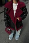 Lua İçi Kürklü Oversize Deri Kaban 9563 Bordo
