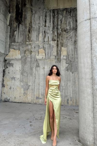 Mandy Saten Abiye 79848 B8x Fıstık Yeşili