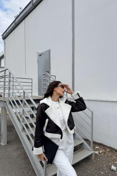 Melina Peluş Crop Kaban 1951 Acı Kahve