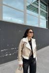 Melina Peluş Crop Kaban 1951 Taş Rengi