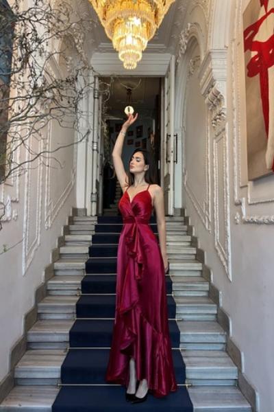 Missy Volanlı Abiye A3x Bordo