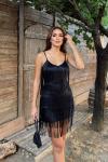 Modia Saçaklı Mini Elbise 9350 Siyah