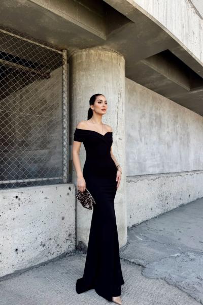 Merie Carmen Yaka Balık Abiye 582904 Siyah