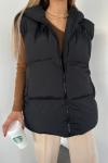 Oversize Fermuar Detay Kapitone Şişme Yelek Z1xx Siyah